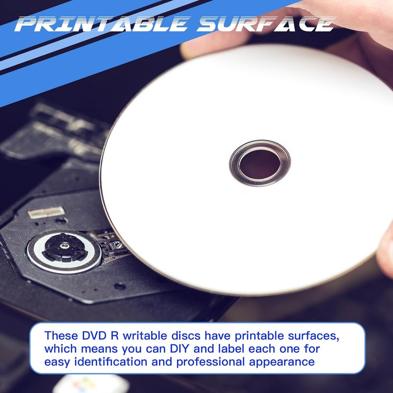 Copkim 50 Pieces 3 Inch Mini DVD-R Blank Discs 1.4 GB 1-4 X Recordable Media Disc Printable Mini DVD-R Blank Discs Media Disk for VCR Video Camera - Image 3